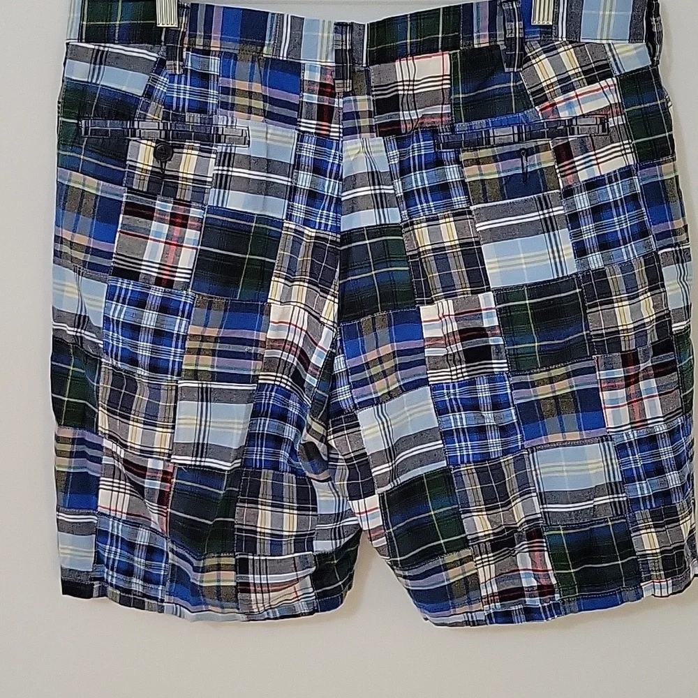 J. Crew Men's Blue Plaid Patchwork Shorts, Size 38